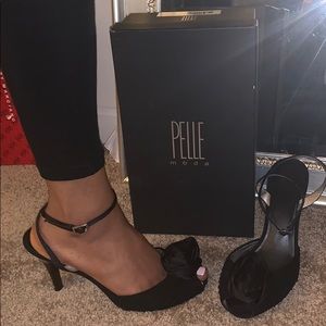 Pelle Moda black suede/silk heel size 10